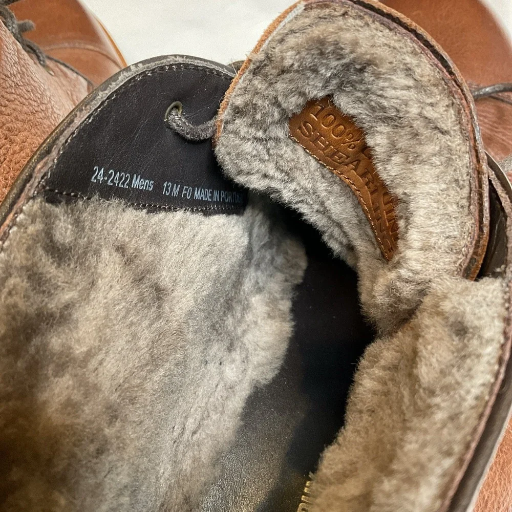 Johnston & Murphy Shearling Lined Boots Size 13 Cap Toe‎ Brown